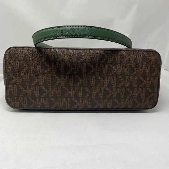 Michael KORS Monogram Florence Tote Bag Green and Brown - Picture 4 of 4